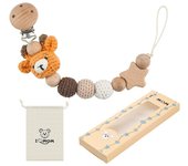 Portaclips de Chupete de Madera de Haceda con Bolsa de Almacenamiento Soporte de Chupete de Animal de Dibujos Animados para Bebés Productos Normales