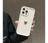 3D Gold Heart Silicone Soft Phone Case For iPhone 15 14 13 12 11 16 Pro Max XS XR 7 8 Plus SE 2020 Shockproof Candy Matte Cover