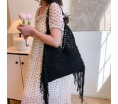Vintage Tassel Bag, Women's Hollowed Out Handmade Woven Bag, Beach Bag, New Commuting Women's One Shoulder Versatile Tote Bag