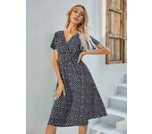 Vestidos de manga corta con estampado floral para mujer, vestido pequeño para verano