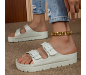 Zapatillas de plataforma de verano para mujer, sandalias de playa sin cordones con hebilla ajustable, chanclas ligeras y cómodas de EVA, suelas gruesas de 4cm