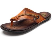 Mens Leather Sandals Indoor Outdoor Sport Beach Walking Flip Flops