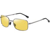 Gafas de sol plegables polarizadas de metal que cambian de color para hombres nuevos, gafas de sol de moda, gafas cuadradas de visión nocturna