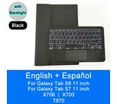 Bluetooth Keyboard Case For Samsung Galaxy Tab S7 S8 11 T870 X700 X706 Trackpad Backlight Tablet Case English Spanish Keyboard