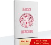 Pink Disco Ball Dance Floor Party Fashion Poster with Frame Retro Wall Art Picture Canvas Painting for Club Bar Room Home Decor