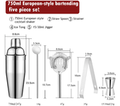 550ML Boston Shaker Stainless Steel Bartender Wine Cup Cocktail Mixer Martini Cocktail Shaker Bar Set with Wooden Rack Bar Tools
