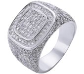 Iced Double Square Men Ring Real Gold Plated Copper Charm AAAAA Cubic Zircon Fashion Hip Hop Jewelry