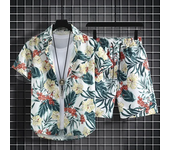 Traje de playa con diseño Floral para hombre, Polo de gran tamaño con mangas 3/4 y pantalones cortos