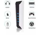 TOPWOLF 5 in 1 USB HUB For PS5 Console perfect fit seamless with 4 USB data transmission ports 1 USB charging port 1 type-c