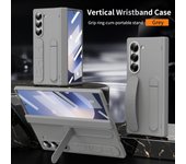For Samsung Z Fold 6 Luxury Vertical Wristband Phone Case with Integrated Stand and Glass Front Film