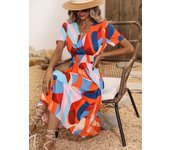 Vestidos de manga corta con estampado floral para mujer, vestido pequeño para verano