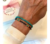 Man Set Malachite Coconut / Boho Green Black Coconut Bead Bracelet