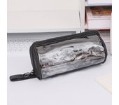 PVC Transparent Pencil Case Standing Dirt Resistant Large Capacity Pencil Bag Multi-functional Korean Style Zipper Pencil Case