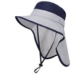 Color sólido niños chal sombrero para el sol protección UV protección solar niños gorra de playa ala grande cuello oreja cubierta protector solar sombrero de cubo