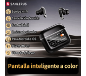 2024 SANLEPUS Wireless Bluetooth Headphones, Smart Touch Screen Digital Display, Bluetooth 5.3 with HD Microphone, HiFi Stereo, Noise Reduction, 32H in Ear Headphones Touch Control, Compatible with Android iPhone