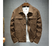 Chaquetas vaqueras de otoño para hombre, chaqueta vaquera ajustada elástica de algodón a la moda, abrigos a la moda con cuello vuelto, ropa informal Vintage para hombre