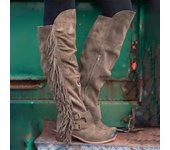 Botas Occidentales Para Mujer, Nuevas Botas Con Borlas De Tacón Grueso Botas Para Mujer