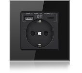 toma corriente pared, usb Tipo C Carga rápida 20W, Paneles de vidrio templado 86mm*86mm