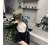 Pink POLO Collar Summer New Mid to Length Sunscreen Shirt Long Sleeved Top Women's Plaid Jacket
