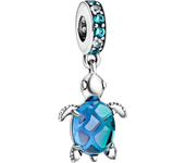 Murano Glass Sea Turtle Sterling Silver Pendant Charm, Includes Original Box