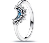 High Heart Red Cube Zircon fashionable Star Moon Flower  Silver Ring ,Mother's Day gift