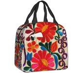 Custom Mexican wers Otomi Embroidery Art Pattern Insulated Bag for Women Portable Cooler Thermal Lunch Box Beach Travel