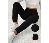 Women's knitted straight-leg slim-fit pants with a tightened waistband and tapered leg design, comfortable and fashionable every