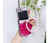 Korean Luxury Cute Fresh Weave Yarn Flower Case with Ring Bracelet for Samsung Galaxy Z Flip5 Z Flip 5 Zflip 5 Flip5 Cover