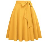 New women's high-waisted A-line pocket skirt, skating skirt, flared mid-length skirt