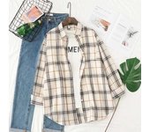 2025 New Fine Loose Casual Women Plaid Fresh College Style Long Sleeve Blouses & Tops Ladies Flannel Checked Shirt Clothes