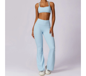 Workout Fitness Sets Womens Tracksuit 2 Piece Yoga Outfits High Waist Flare Yoga Pants and Racerback Sports Bra Gym Wear Clothes