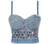 Women Tank Tops Sequined Rhie Pearl Wedding Push Up Bra Woman Clothes Camis Stage Ladies Crop Top Corset y2k Blusas