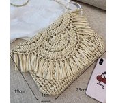 Round Straw Beach Bag Vintage Handmade Woven Shoulder Bag Raffia Circle Rattan Bags Bohemian Summer Vacation Casual Bags