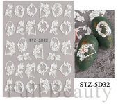 1Pcs Sakura Stickers For Nails 5D Embossed Spring Cherry Blossom Tulip Peony Flowers Petals Sliders Manicure Decoration
