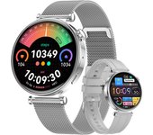 2024 Smart Watch Women, Smartwatch with 1.32" AMOLED Screen, Bluetooth Call, Custom Watch Face, Pedometer, Blood Oxygen Monitor, Heart Rate and Sleep, Compatible with iPhone Android, Double Straps - Steel and Silicone