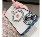 Nueva funda transparente de diamante brillante a la moda para iPhone 16E 15 14 13 11 12 Pro Max 16 Plus cubierta de parachoques de carga inalámbrica magnética