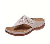 Women Fashion Wedge Sandals Casual Faux Leather Solid Color Flip Flops Lightweight & Comfortable Shoes