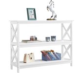Mueble Recibidor de Entrada Mesa de Consola Estrecha Mesa de Entrada de Tres Niveles Mesa Auxiliar para Salón Blanco 106x35x80cm