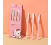 Navaja De Afeitado Para Mujer Herramienta De Cuidado Facial Removedor De Vello Cepillo Para Cejas Trimmer Seguro (3 Piezas)