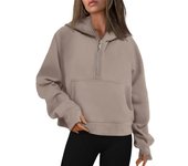 Women's half hooded  zip sweatt, thumb hole, ar lining clothing