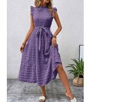 Vestido de verano nuevo con mangas voladoras y orejas de moda para mujer, cómodo vestido de encaje transpirable