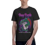 Men's Deep Purple Burn T-Shirt Crew Neck Tee Summer Casual Short Sleeve Tops Black