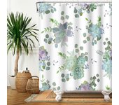 Green Plant Leaf Vines Flowers Shower Print Modern Nordic Minimalist Polyster Home Decor Bathroom Curtain with Hooks