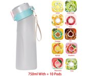 Air UP Sports Water Bottle With 10 Flavor Pods Set, 750ml Alr Up With Straw 0 Sugar Fruit Fragrance Cup For School Outdoor Gym