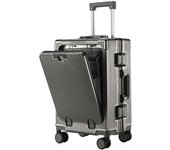 maleta de cabina Equipado con un Gabinete de computadora portátil con marco de aluminio en el estante de la taza USB abierta delantera, caja de transporte vie con contraseña de 20 / 24 pulgadas maletas de viajes cabina