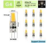 10pcs G4 LED Bulb 2W 3W AC DC12V 24V 2835 SMD Dimmable Warm Cold White 360 Degree Angle Chandelier Light Replace Halogen Lamp