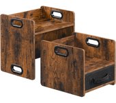 Set de Mesa y Silla Montessori Infantil de 1-3 años, Escritorio Infantil y Silla para Niños, Banco Infantil con Cajón, Ideal para Leer, Comer, Jugar, Marrón Rústico EFG38JD01
