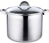 Olla de Cocina | Olla Alta de 30x23 cm y 15 Litros con Tapa de Cristal | Acero Inoxidable | Batería de Cocina | Fondo Encapsulado de 5 Capas