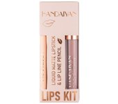 Lápiz Delineador de labios mate, taza antiadherente de larga duración, no se decolora, resistente al agua, terciopelo pigmentado, Kit de brillo de labios, Cosméticos de belleza, maquillaje Gif
