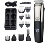 Beard Trimmer, Cordless Hair Clippers for Men Body Hair Trimmer, Mustache Nose Facial Cutting Groomer, Waterproof Electric Shaver 6 in 1 Grooming Kit, USB Rechargeable & LED Display